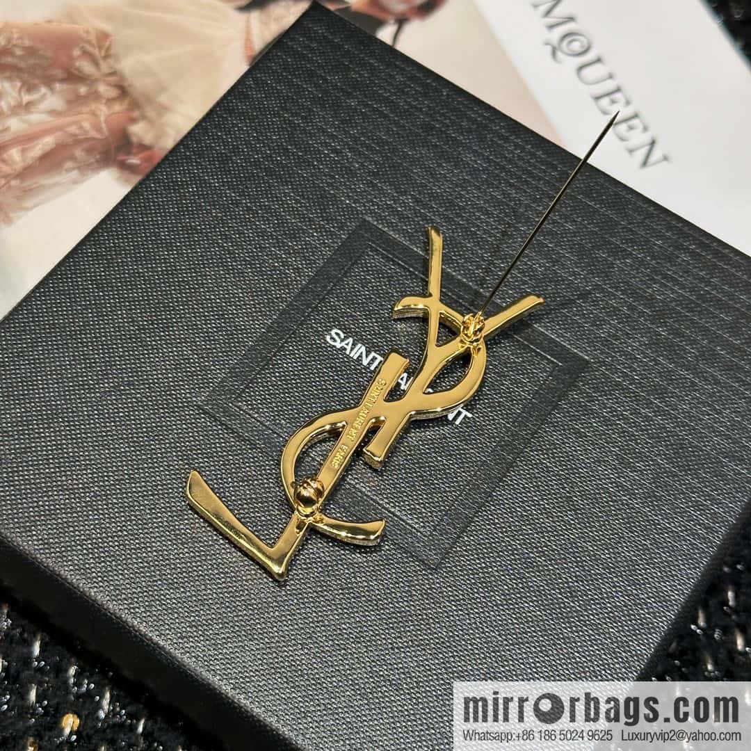 Saint Laurent Gold YSL Brooch