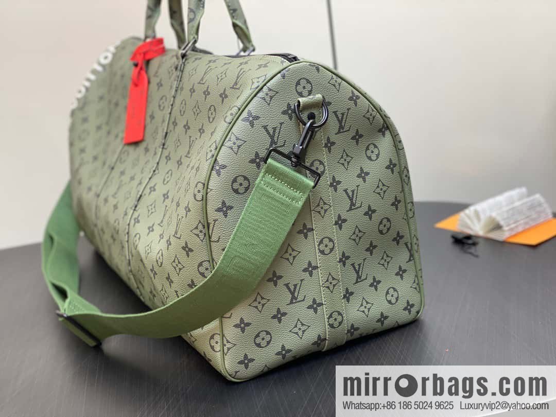 [Original order boutique] M23963 green silk screen, travel bag series, this Keepall Bandoulière 55 travel bag