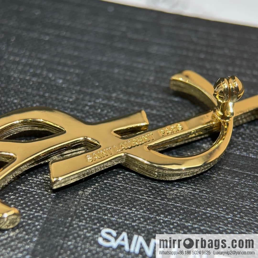 Saint Laurent Gold YSL Brooch