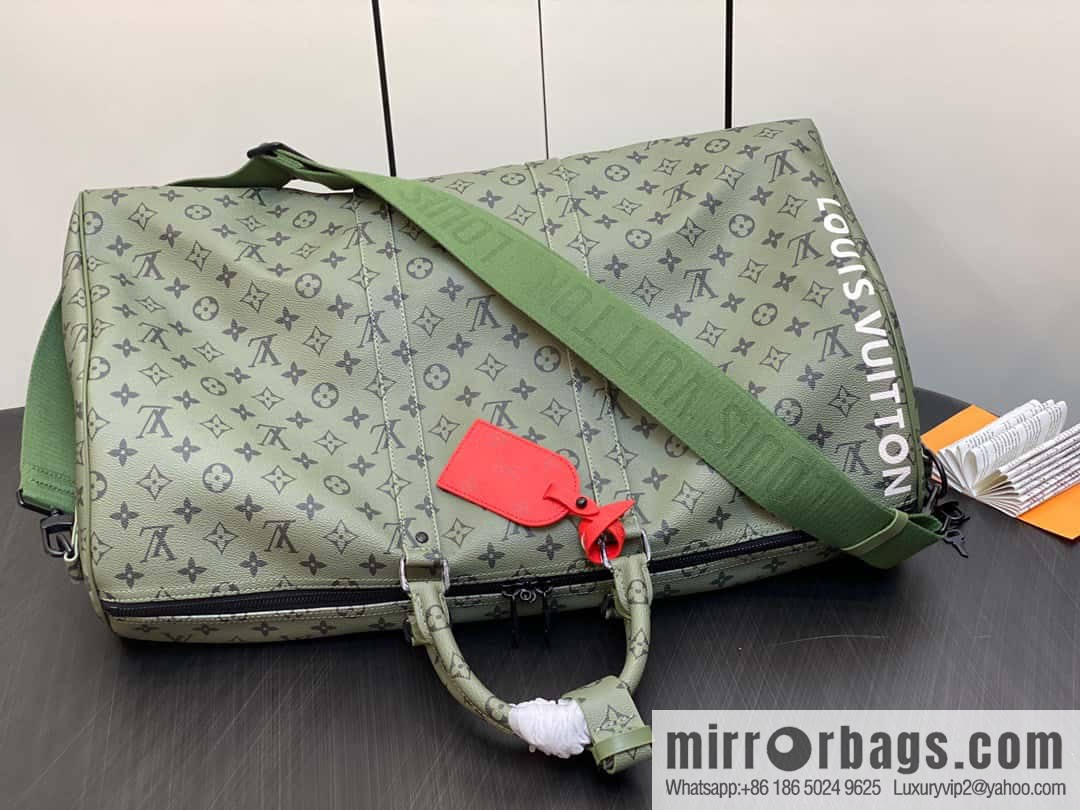 [Original order boutique] M23963 green silk screen, travel bag series, this Keepall Bandoulière 55 travel bag