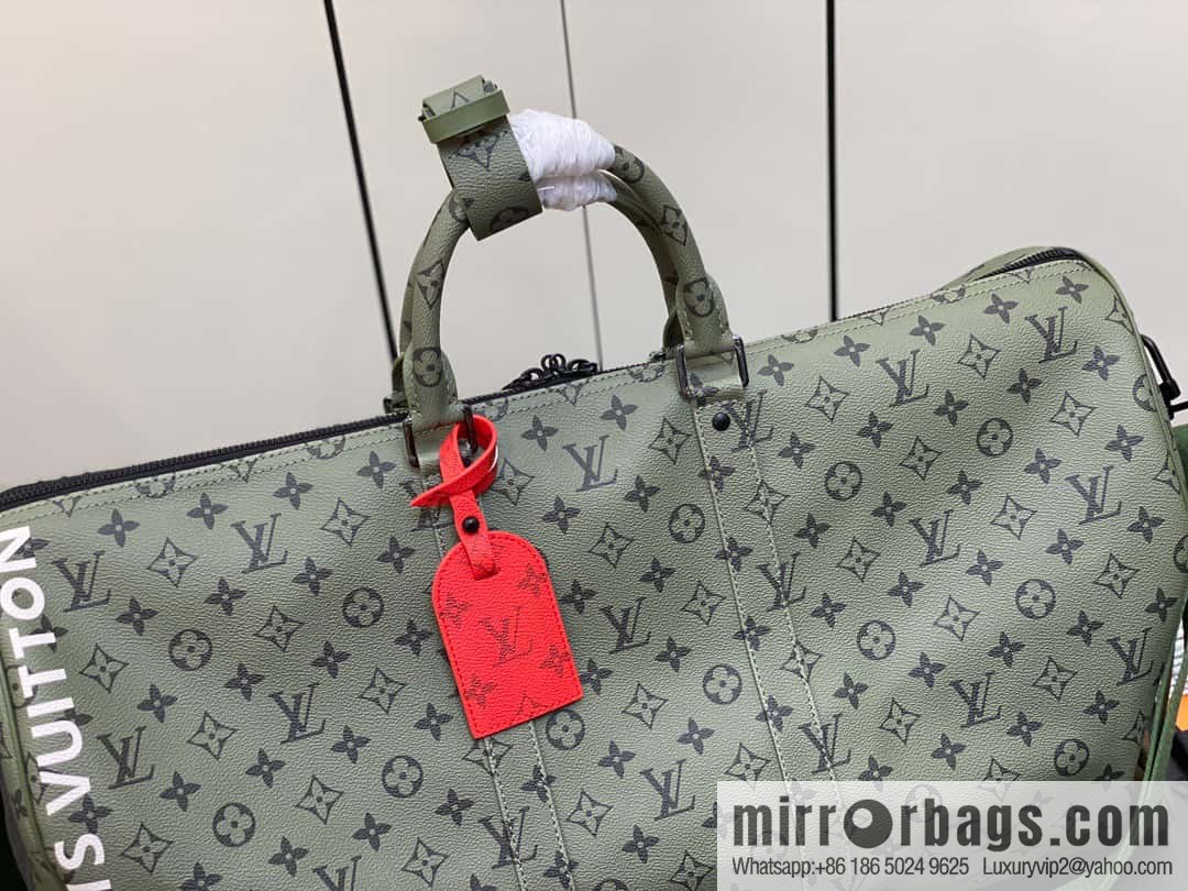 [Original order boutique] M23963 green silk screen, travel bag series, this Keepall Bandoulière 55 travel bag