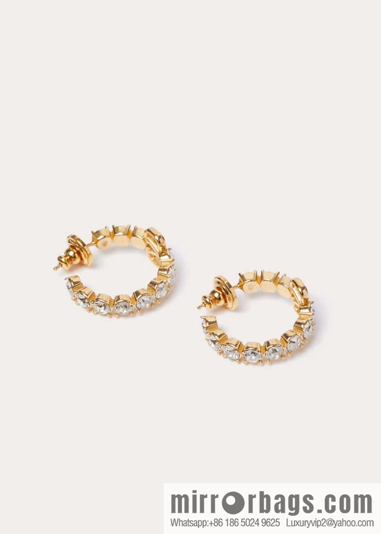❗️New ❗️ New ☑️ Valentino semi-round gold full diamond stud earrings