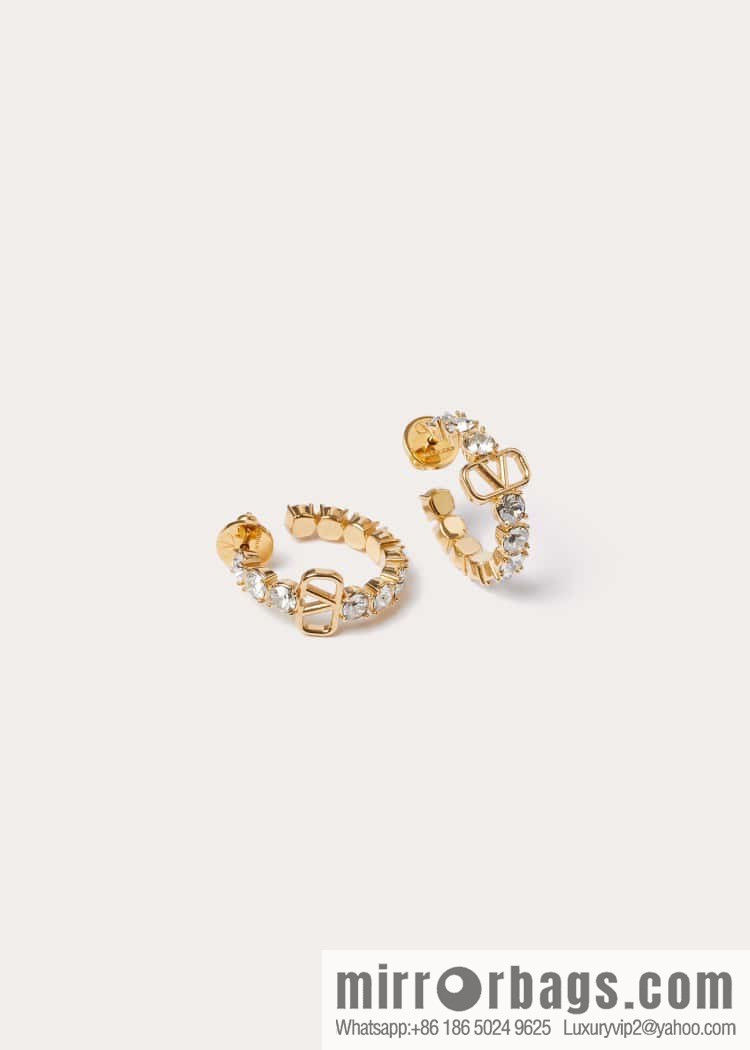 ❗️New ❗️ New ☑️ Valentino semi-round gold full diamond stud earrings