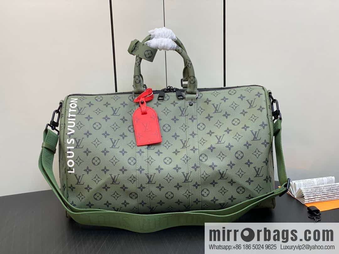 [Original single boutique] M23962 green silk screen, travel bag series Keepall Bandoulière 45 travel bag