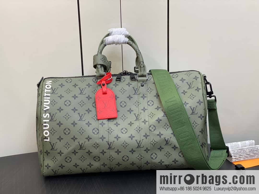 [Original single boutique] M23962 green silk screen, travel bag series Keepall Bandoulière 45 travel bag