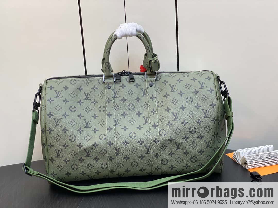 [Original single boutique] M23962 green silk screen, travel bag series Keepall Bandoulière 45 travel bag