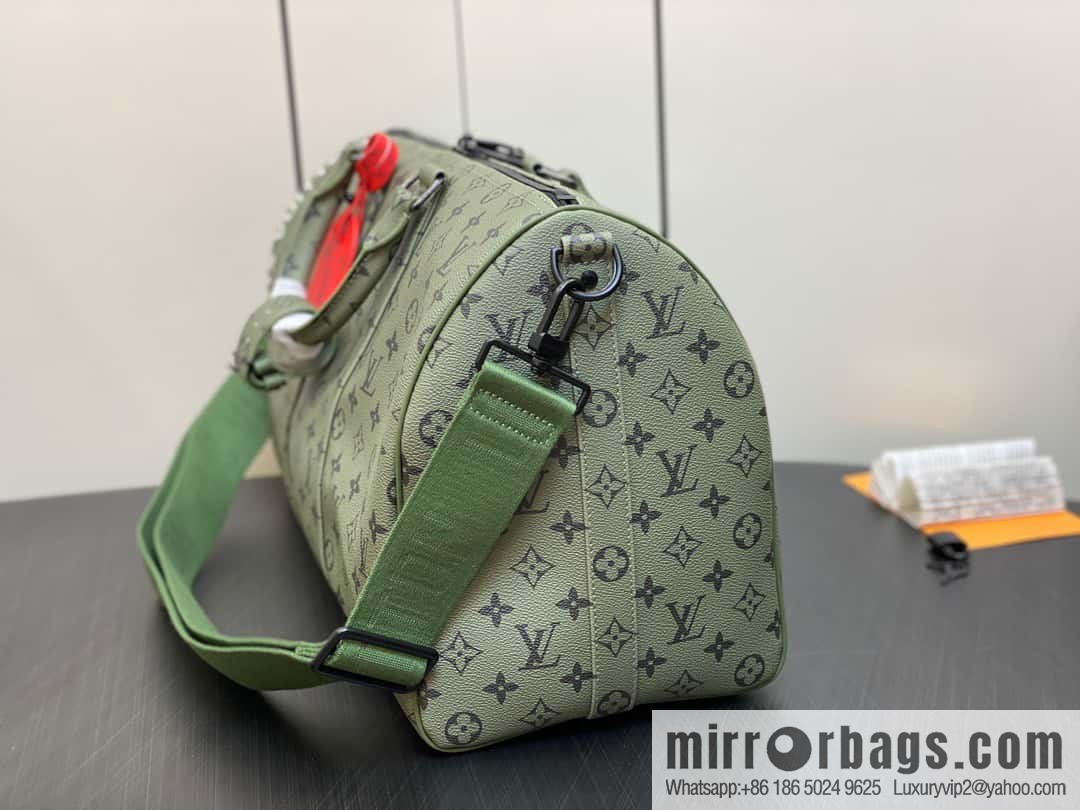 [Original single boutique] M23962 green silk screen, travel bag series Keepall Bandoulière 45 travel bag