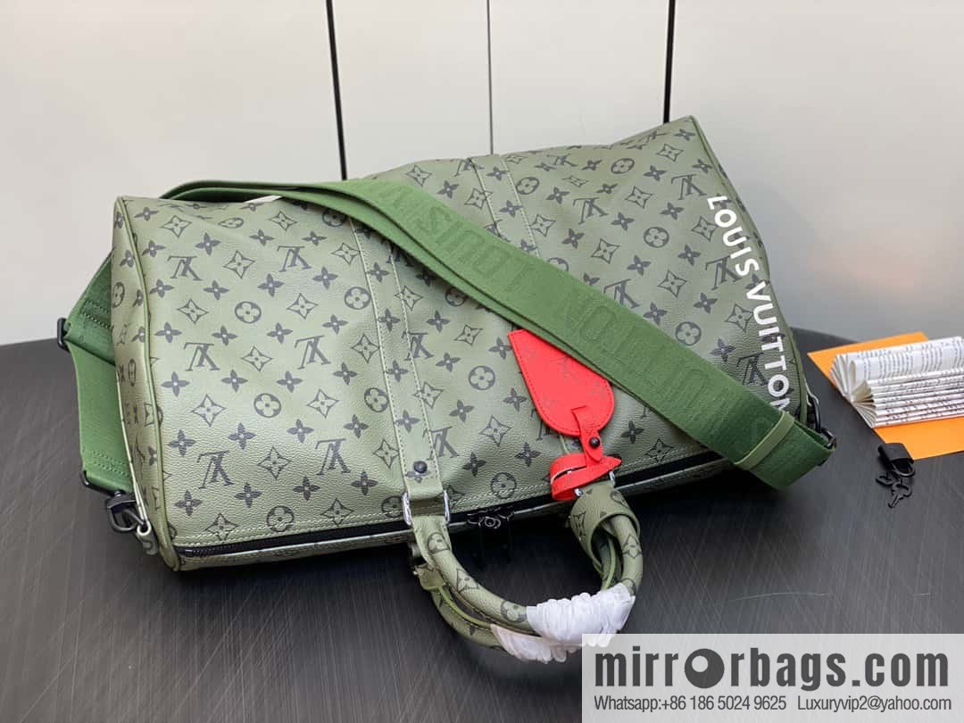 [Original single boutique] M23962 green silk screen, travel bag series Keepall Bandoulière 45 travel bag