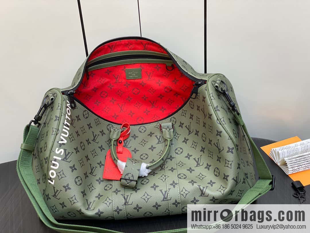 [Original single boutique] M23962 green silk screen, travel bag series Keepall Bandoulière 45 travel bag