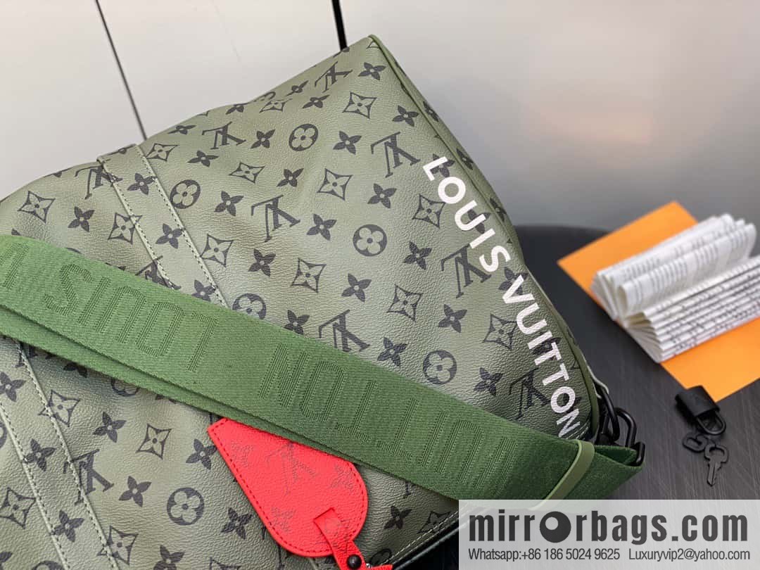 [Original single boutique] M23962 green silk screen, travel bag series Keepall Bandoulière 45 travel bag