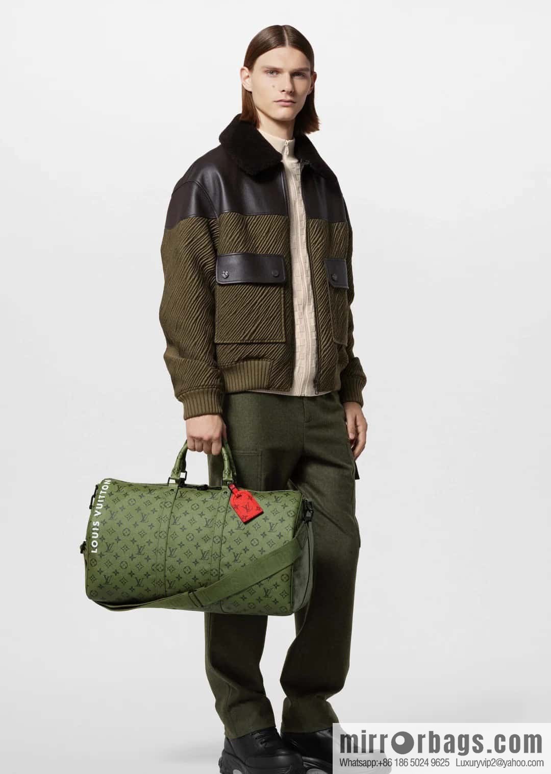 [Original single boutique] M23962 green silk screen, travel bag series Keepall Bandoulière 45 travel bag