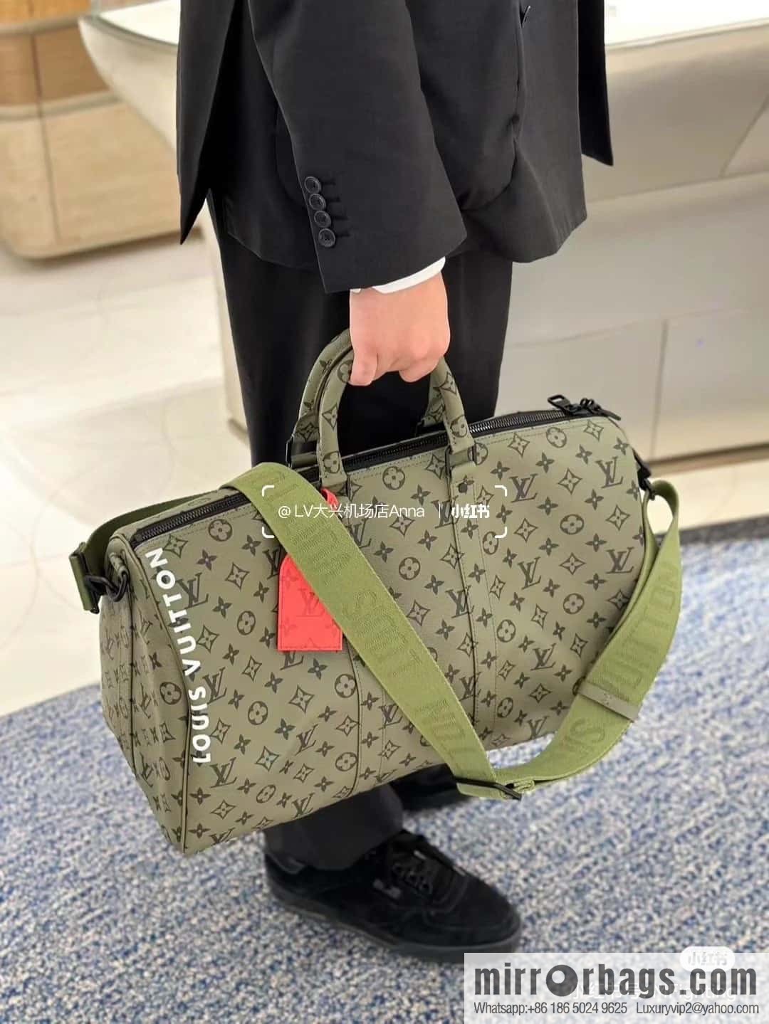 [Original single boutique] M23962 green silk screen, travel bag series Keepall Bandoulière 45 travel bag