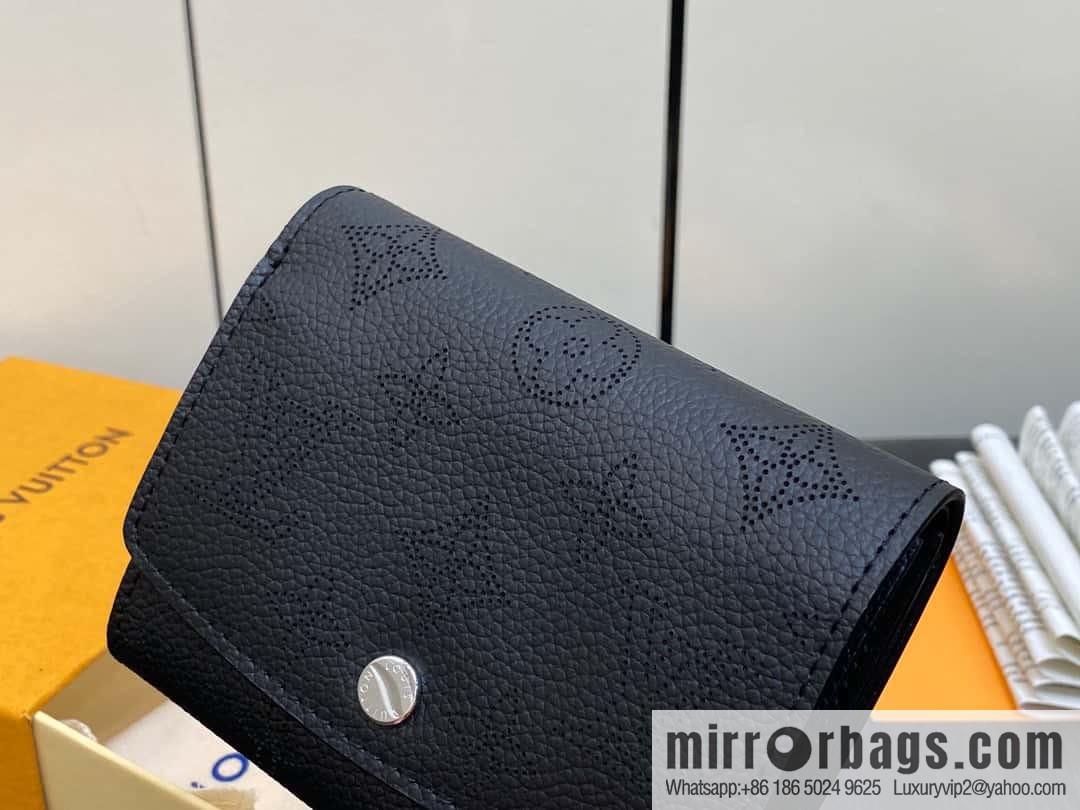 [Original single boutique] M62542 black full leather flip wallet series IRIS COMPACT wallet