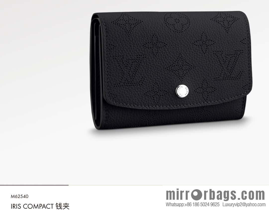 [Original single boutique] M62542 black full leather flip wallet series IRIS COMPACT wallet