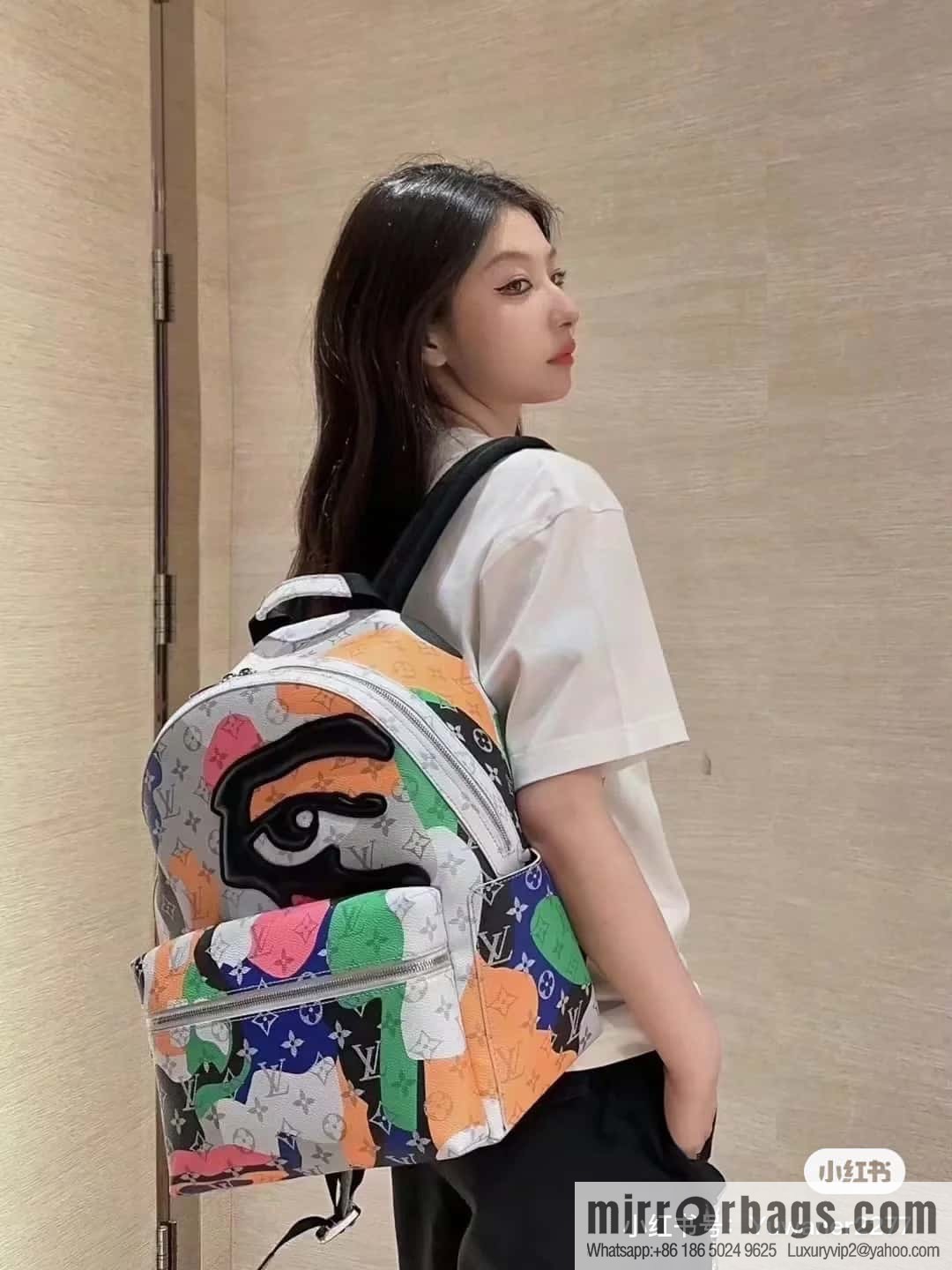 [Original single boutique] M46680 white eye backpack series DISCOVERY small backpack