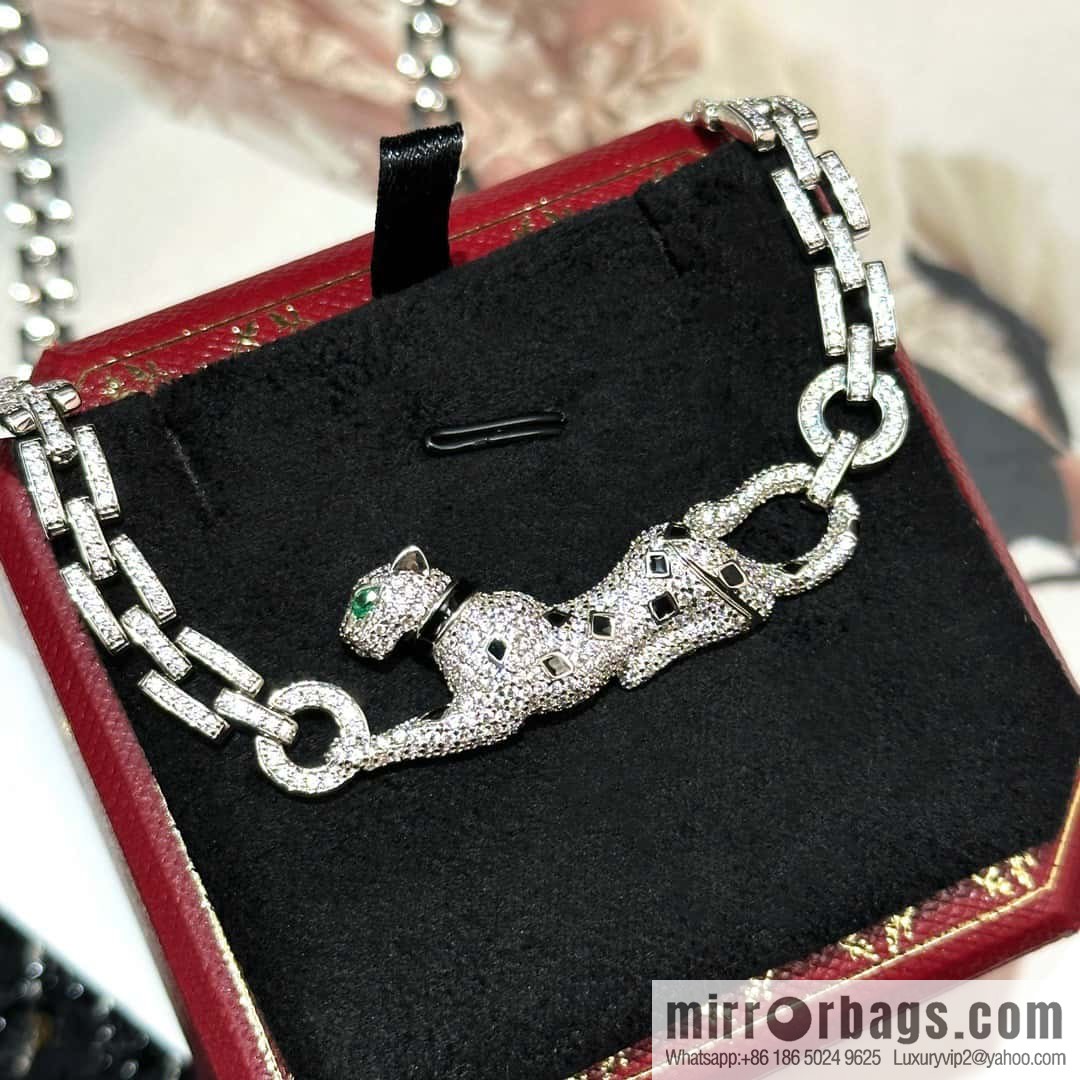 ☀Cartier Cartier Jungle Series Full Diamond Leopard Bracelet, Necklace ☀