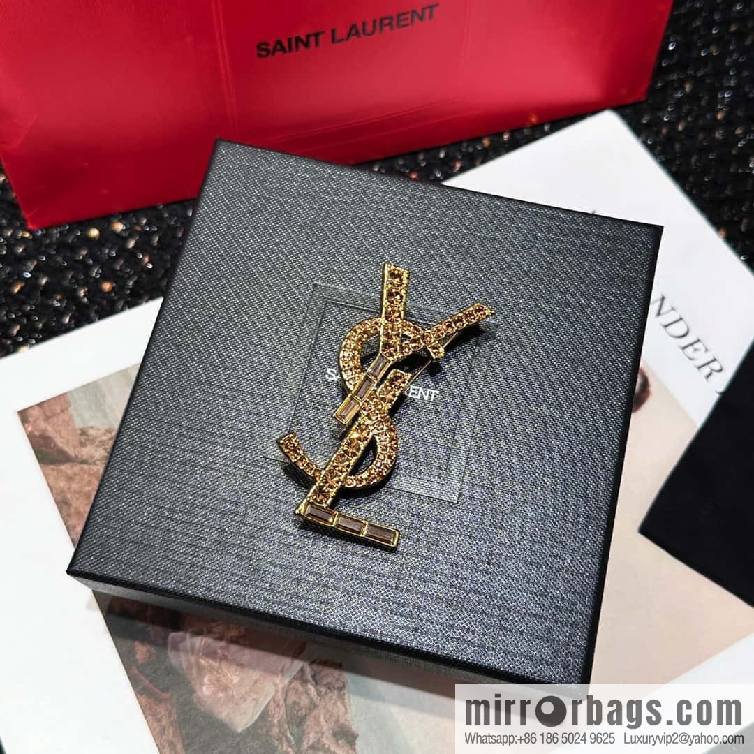 Saint Laurent Gold YSL Brooch