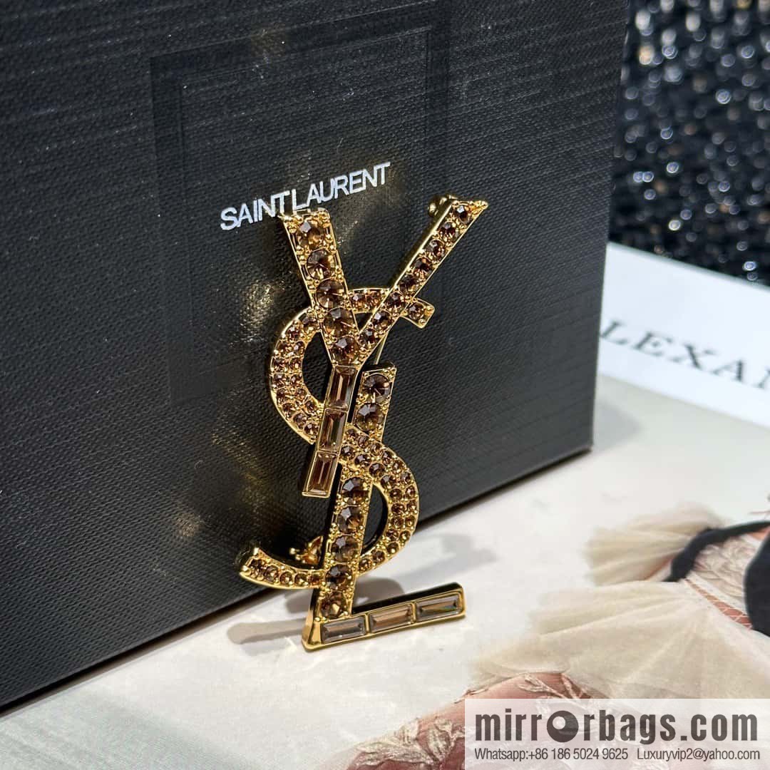 Saint Laurent Gold YSL Brooch