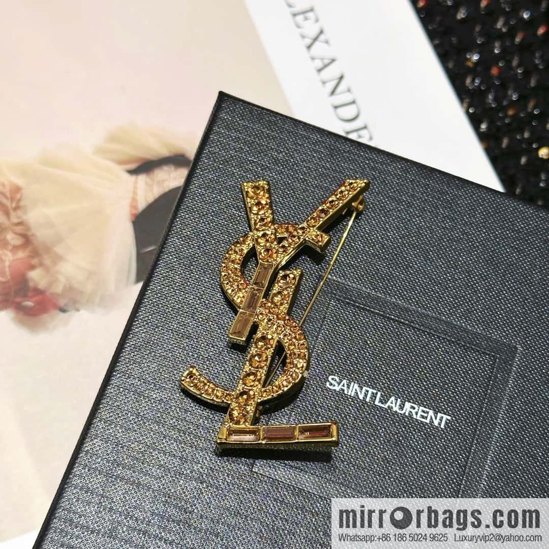 Saint Laurent Gold YSL Brooch