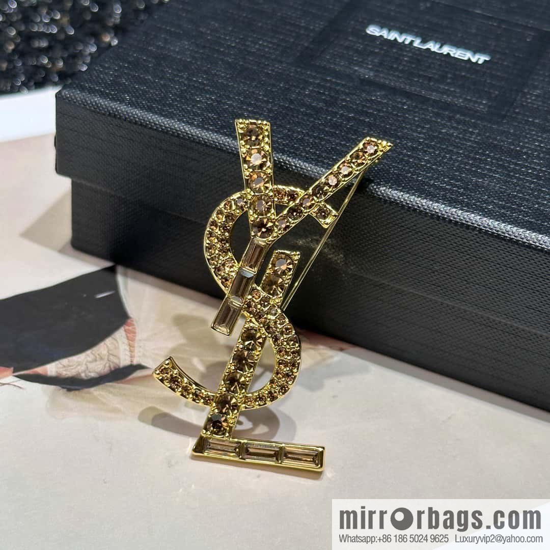 Saint Laurent Gold YSL Brooch