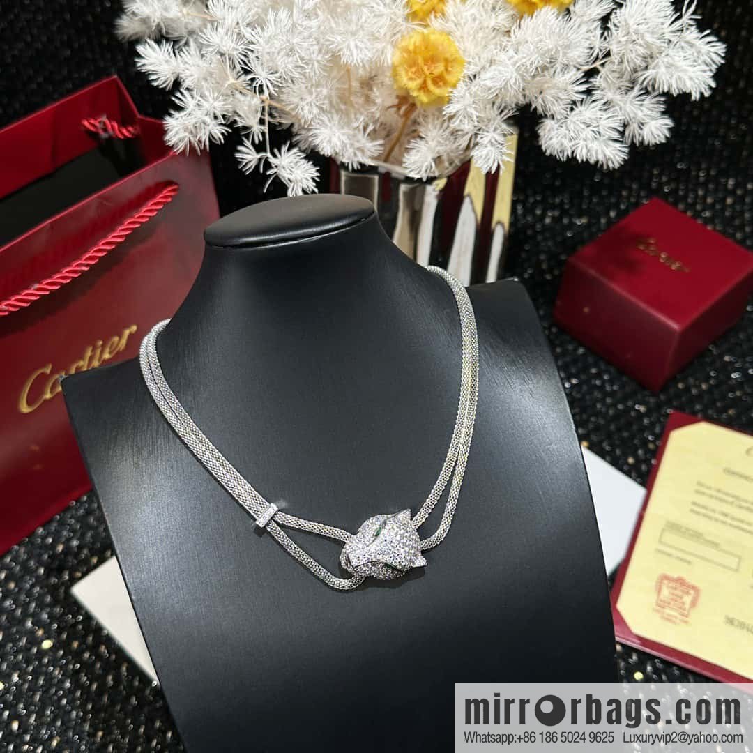 ☀️Cartier PANTHÜRE DECARTIER Jungle Series Full Diamond Leopard Necklace, Bracelet ☀️