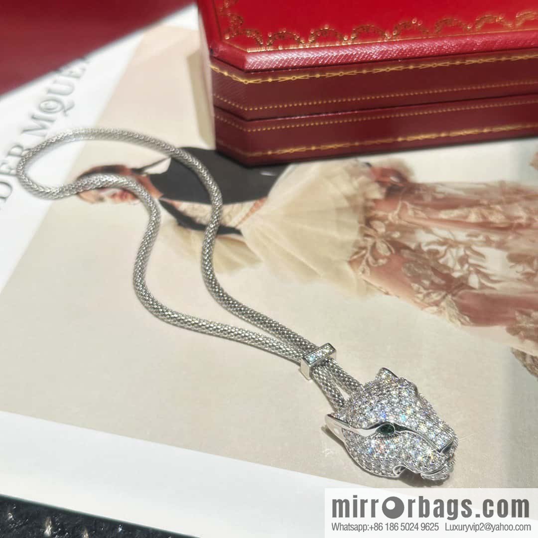 ☀️Cartier PANTHÜRE DECARTIER Jungle Series Full Diamond Leopard Necklace, Bracelet ☀️