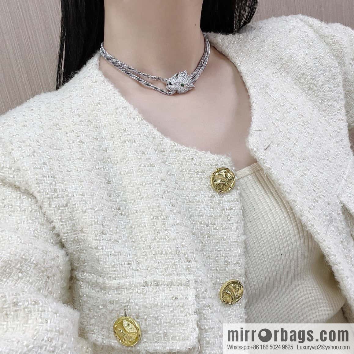 ☀️Cartier PANTHÜRE DECARTIER Jungle Series Full Diamond Leopard Necklace, Bracelet ☀️