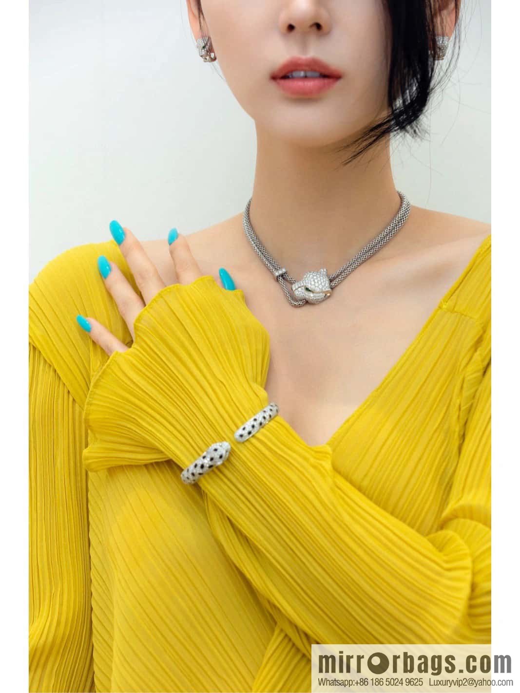 ☀️Cartier PANTHÜRE DECARTIER Jungle Series Full Diamond Leopard Necklace, Bracelet ☀️