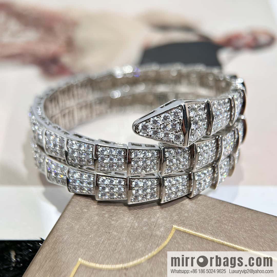 ☀BVLGARI three-layer full diamond snake bone bracelet bracelet ☀
