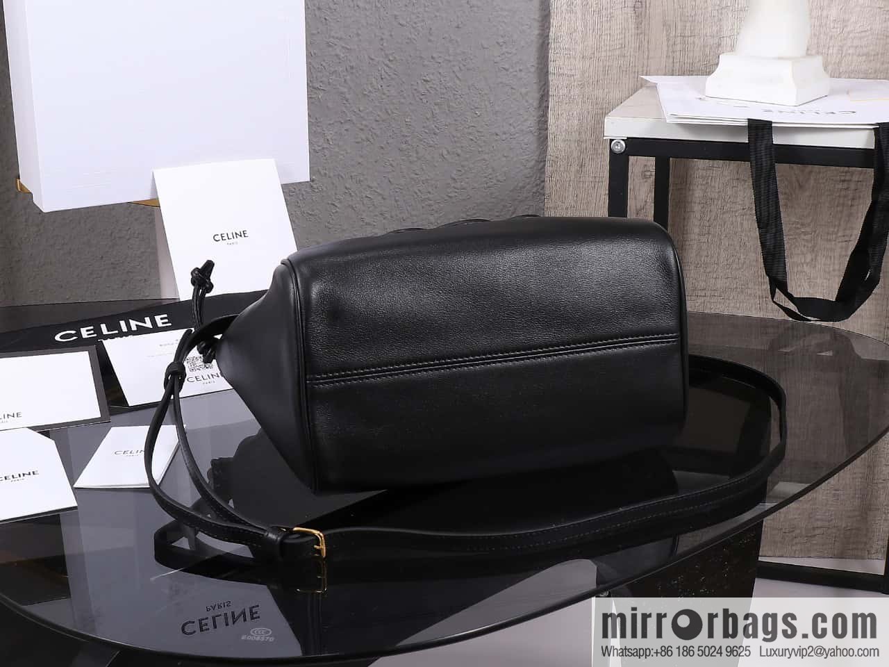 [Premium quality, all-steel hardware 】𝗖𝗘𝗟𝗜𝗡𝗘 new full leather drawstring bag small model: 111013