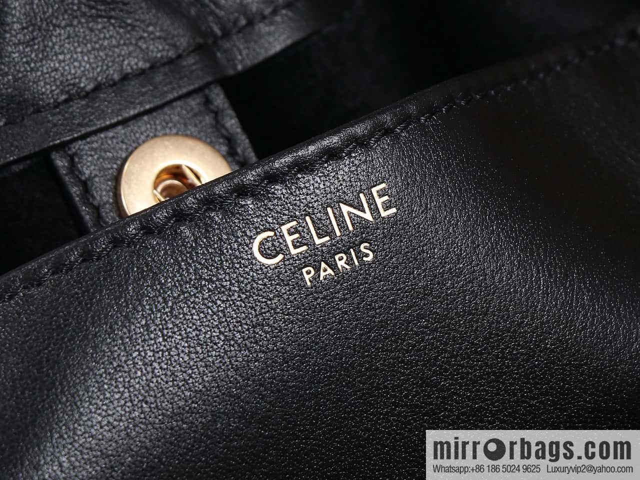 [Premium quality, all-steel hardware 】𝗖𝗘𝗟𝗜𝗡𝗘 new full leather drawstring bag small model: 111013