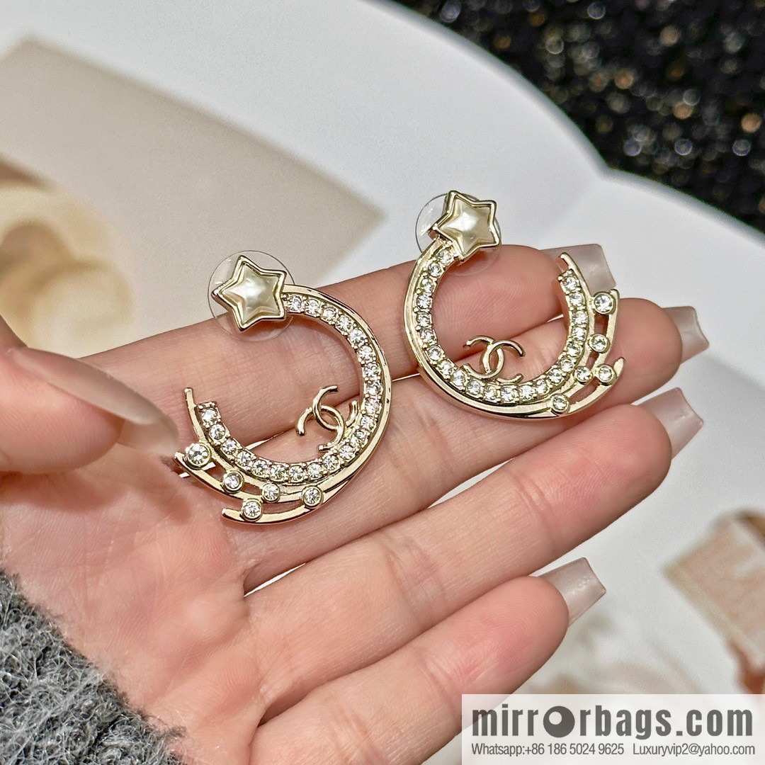 ☀️New ☑️ Chanel double C pentagram ⭐ star stud earrings ☀️