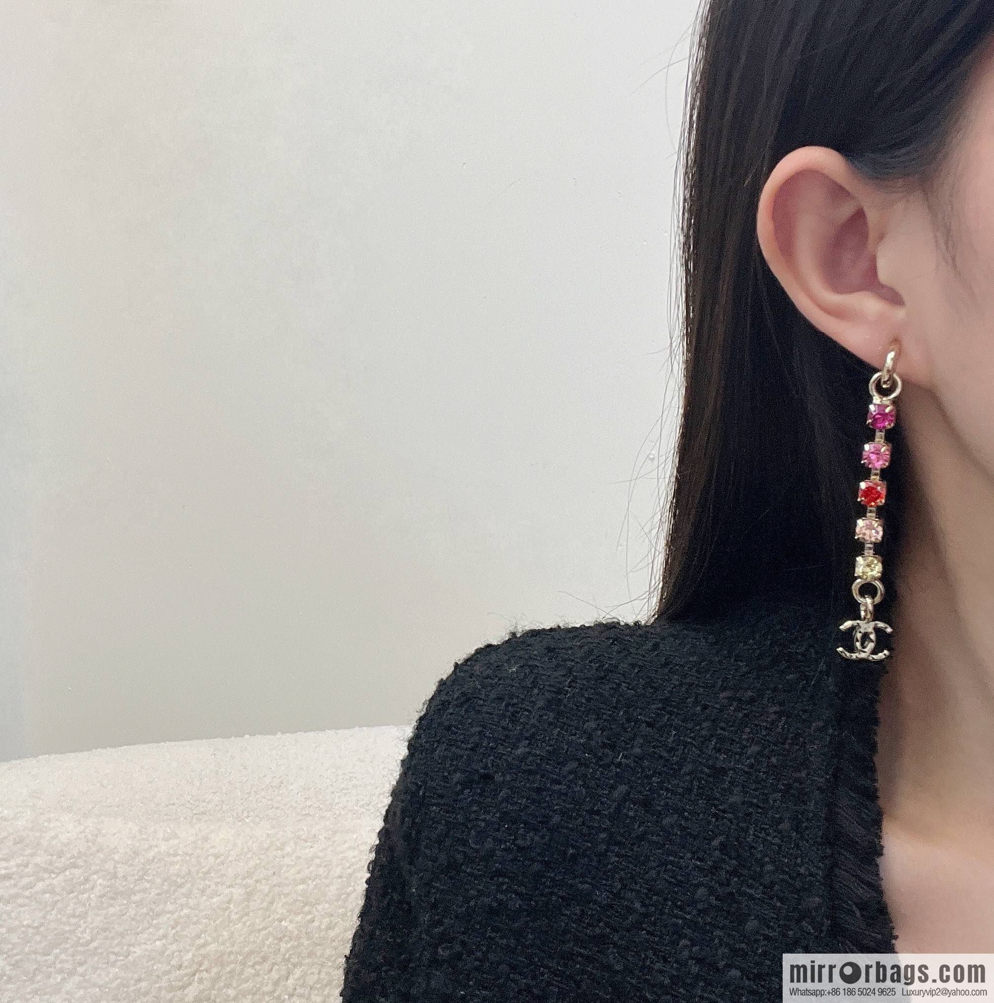 ☀️New ☑️ Chanel double C diamond stud earrings ☀️