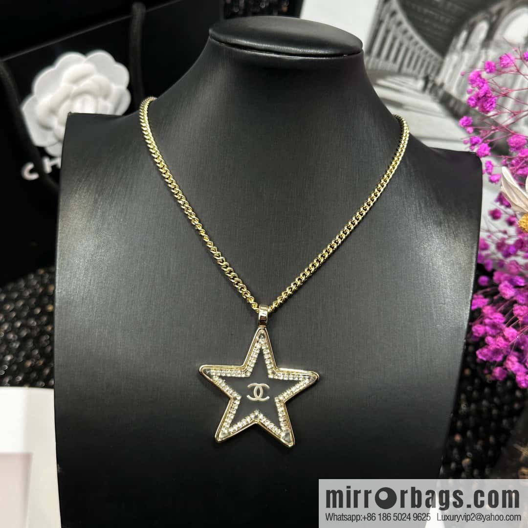 ☀️New ☑️ Chanel Double C Pentagram ⭐ Star Necklace ☀️