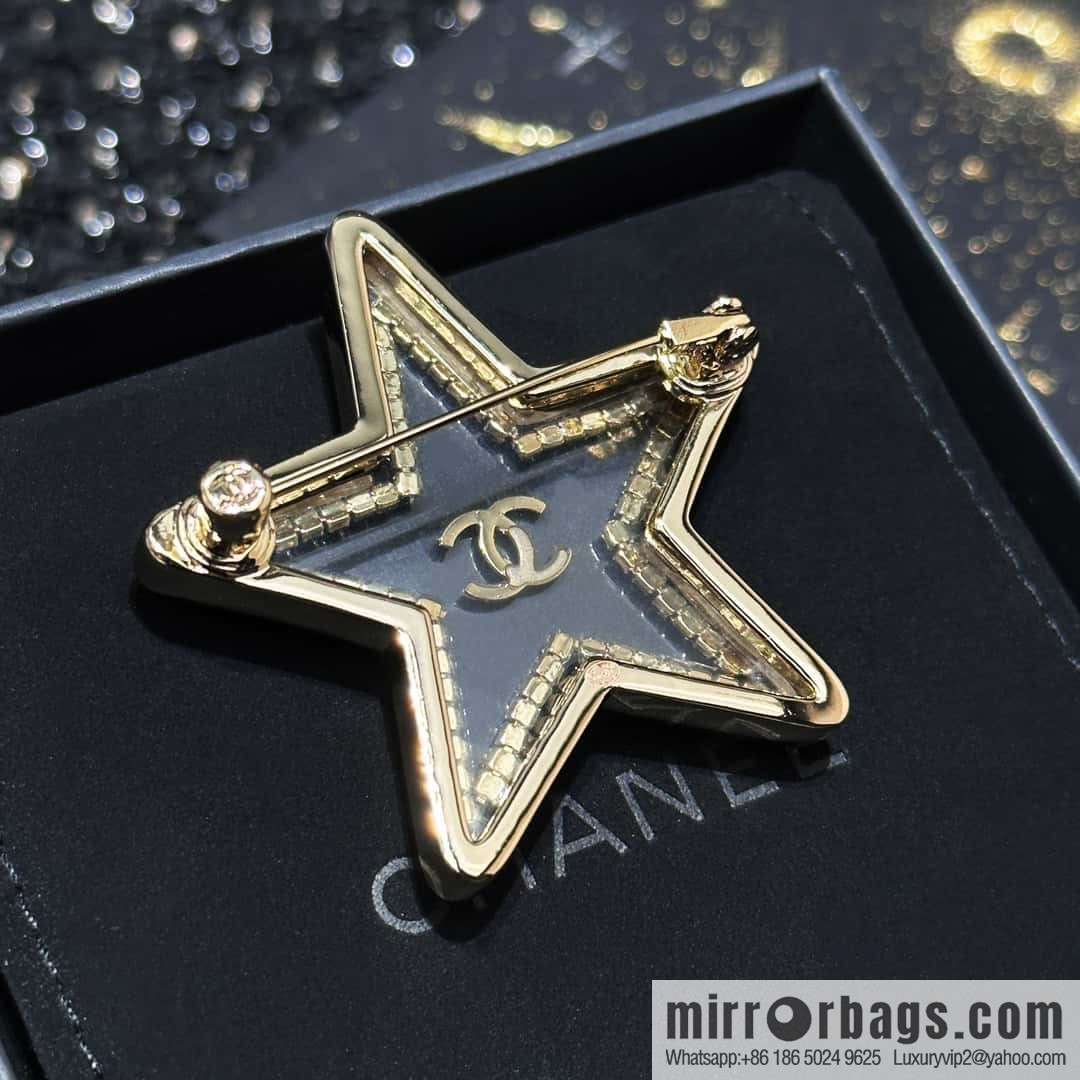 ☀️New ☑️ Chanel Double C Pentagram ⭐ Star Brooch ☀️