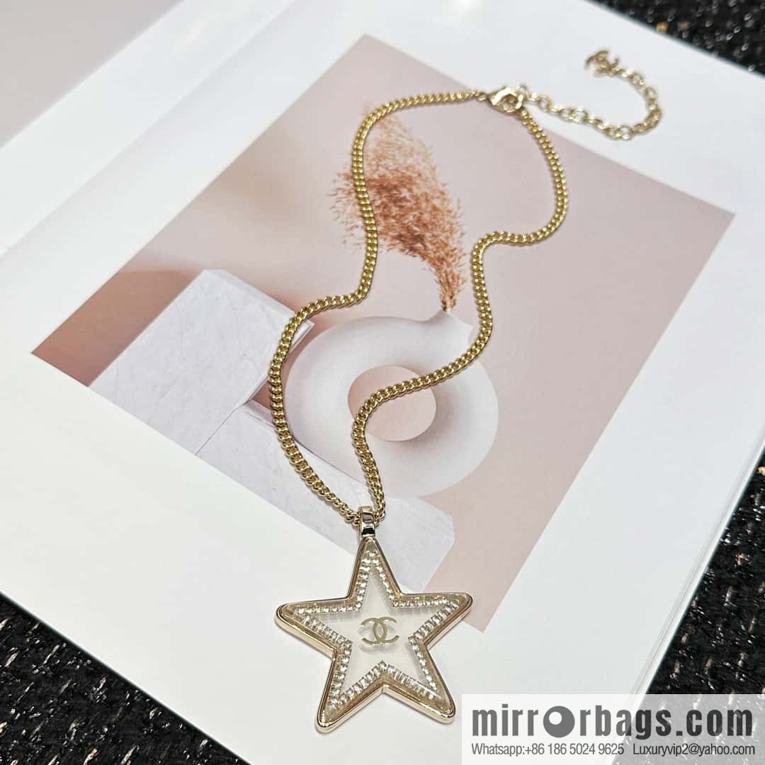 ☀️New ☑️ Chanel Double C Pentagram ⭐ Star Necklace ☀️
