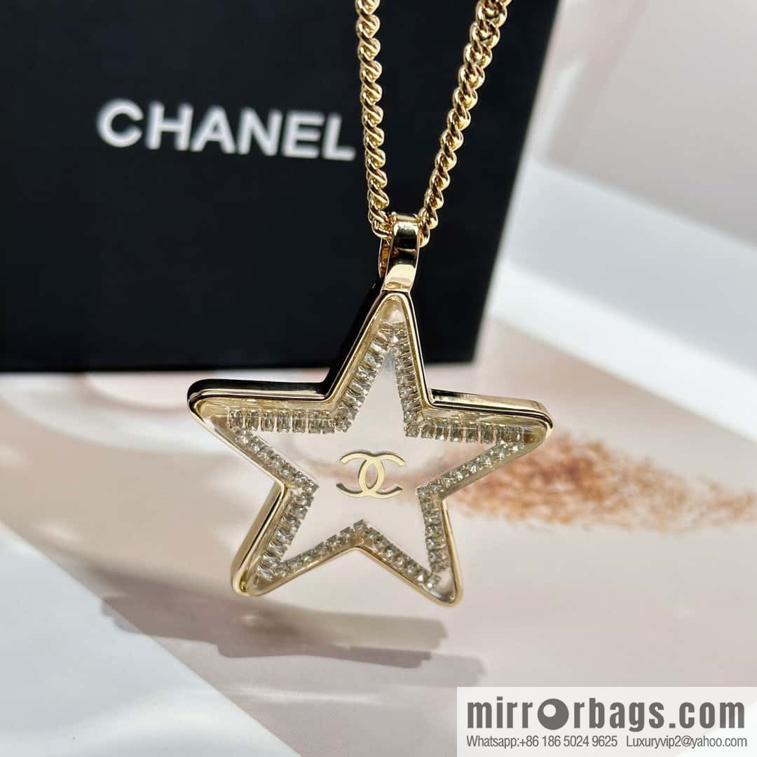 ☀️New ☑️ Chanel Double C Pentagram ⭐ Star Necklace ☀️