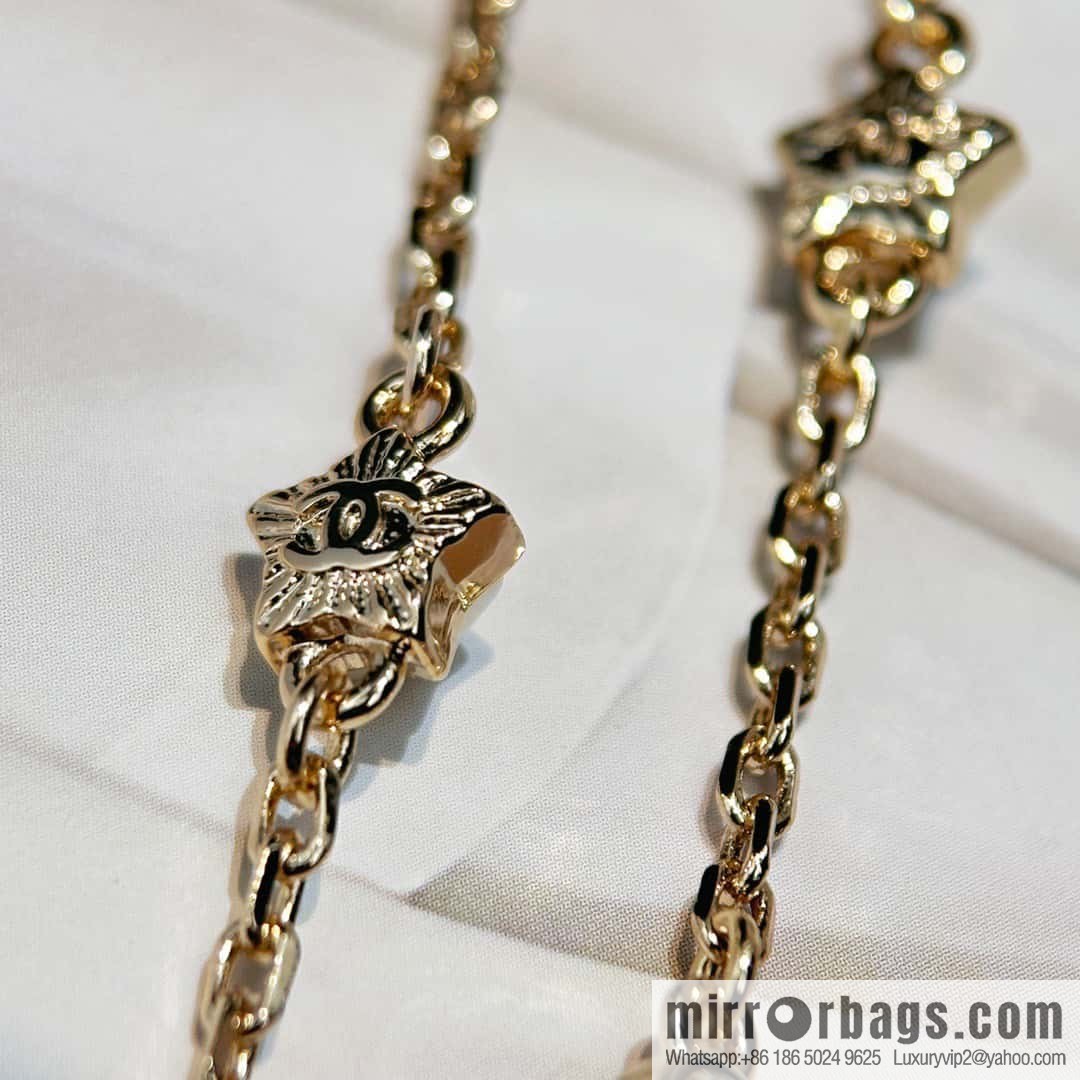 ☀️New ☑️ Chanel double C full diamond pentagram ⭐ star necklace ☀️
