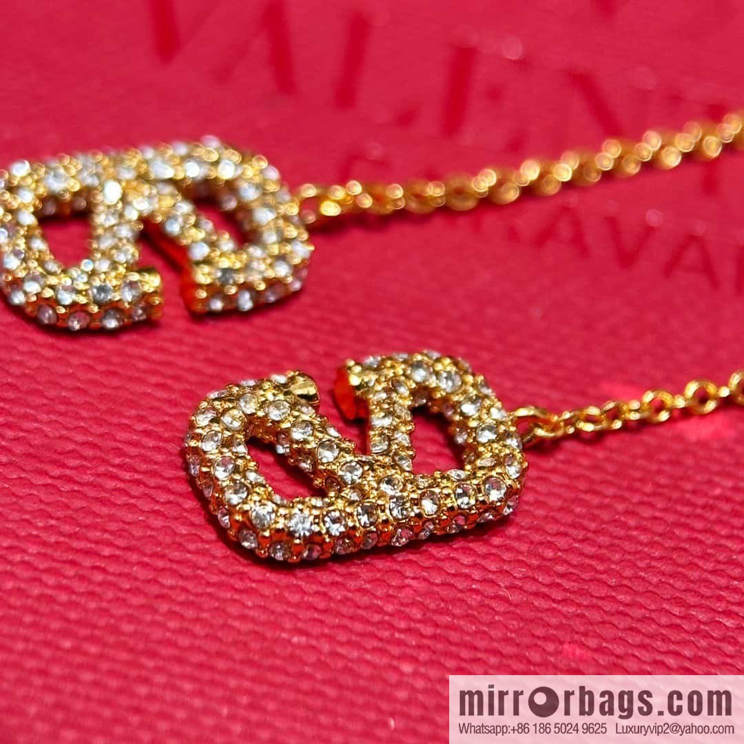 ❗️New ❗️ New ☑️ Valentino gold full diamond stud earrings