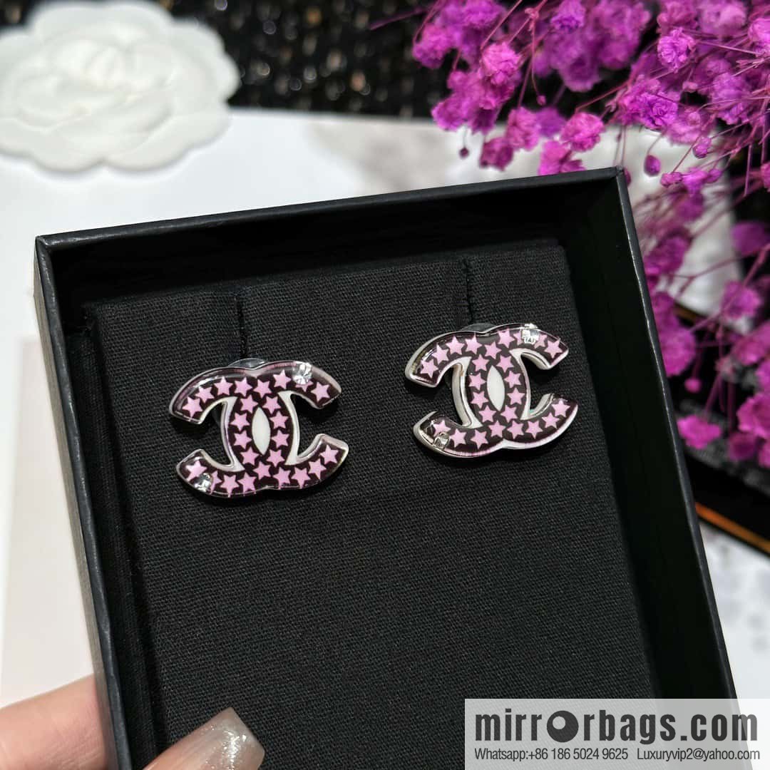 ☀️New ☑️ Chanel double C pentagram ⭐ star stud earrings ☀️