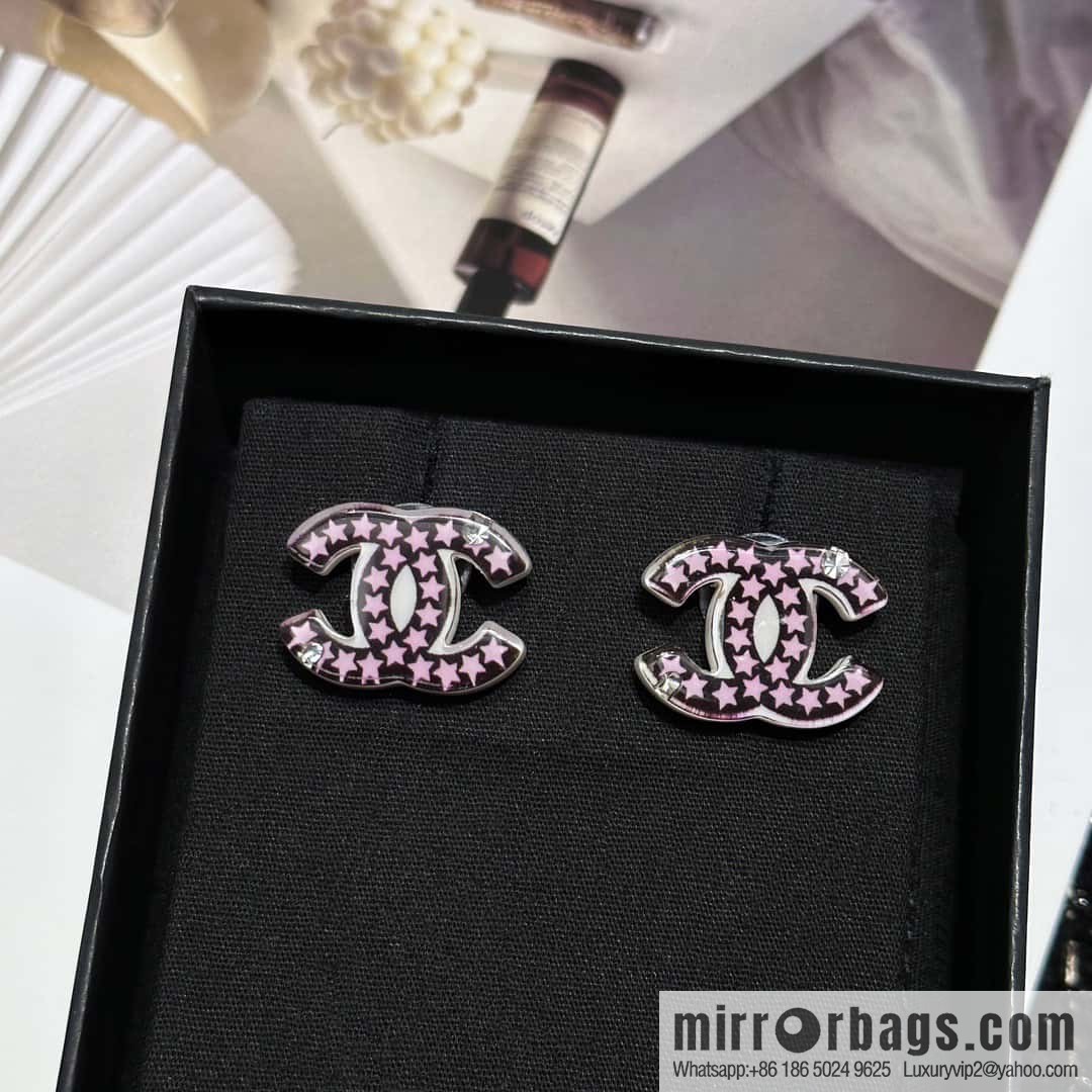 ☀️New ☑️ Chanel double C pentagram ⭐ star stud earrings ☀️