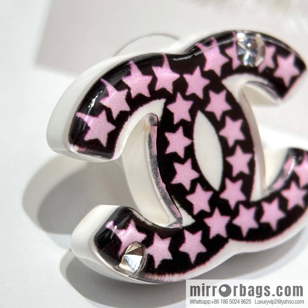 ☀️New ☑️ Chanel double C pentagram ⭐ star stud earrings ☀️