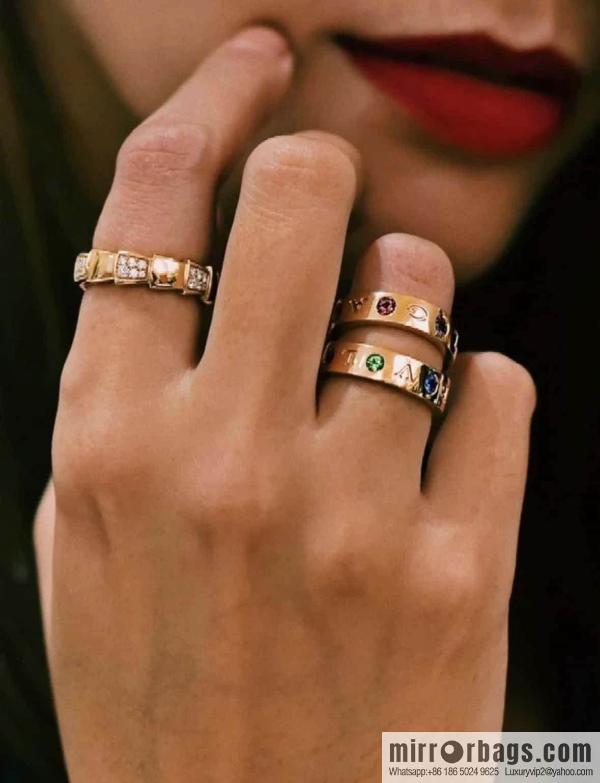 ☀BVLGARI Bulgari Diamond English Alphabet Ring ☀ Ring 5678