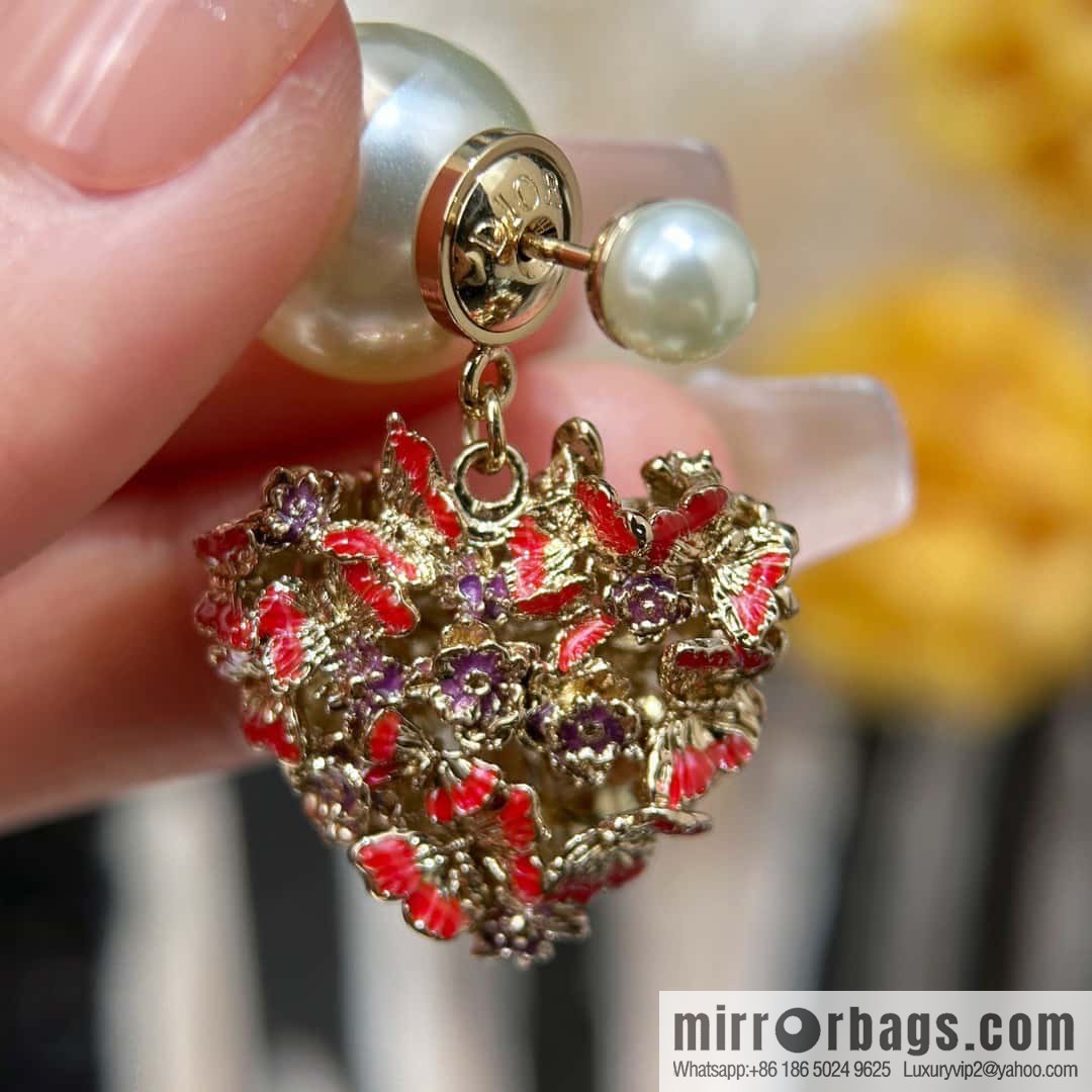 New ☑️ Dior Tribales pink peach heart love flower stud earrings
