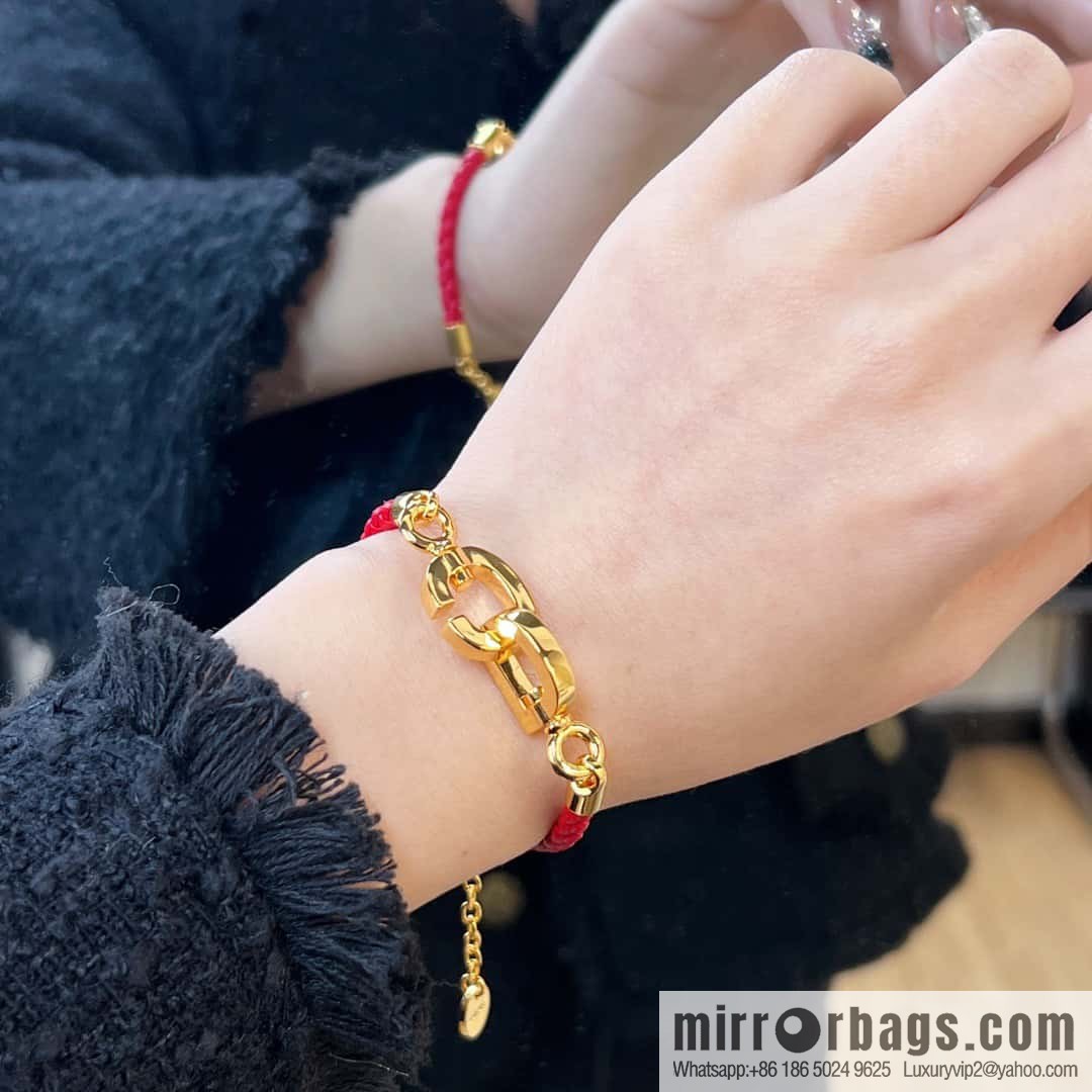 ❗️New ❗️ [Style] DIOR Dior Gold CD LOCK Red Rope Bracelet Hand Rope