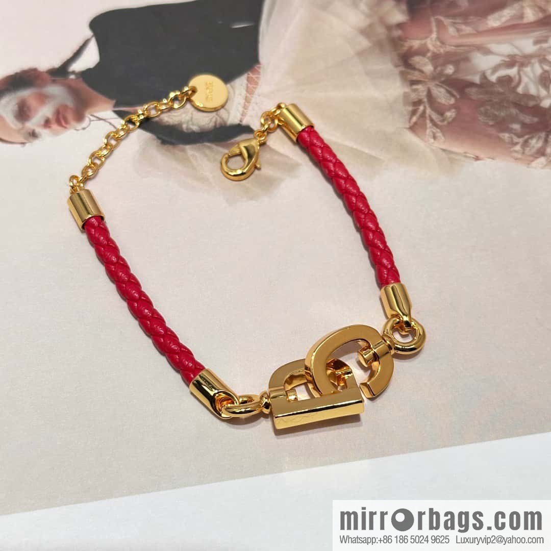 ❗️New ❗️ [Style] DIOR Dior Gold CD LOCK Red Rope Bracelet Hand Rope