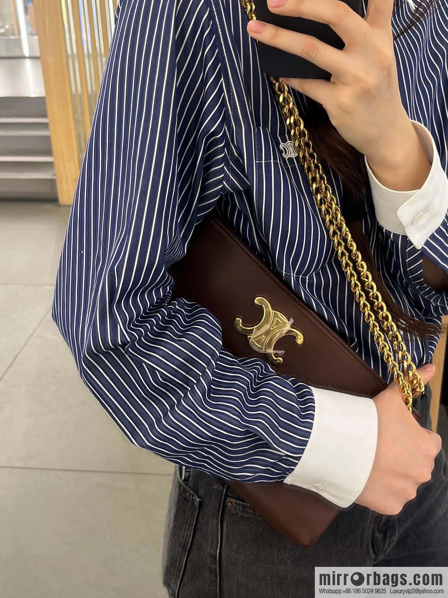 [Premium quality, all steel hardware] CELIN_E23 | NEWSPAPER TRIOMPHE SOFT soft cow leather (fabric) chain bag number: 114253