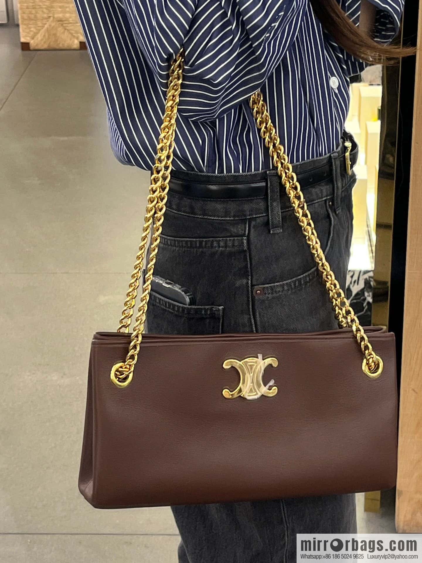 [Premium quality, all steel hardware] CELIN_E23 | NEWSPAPER TRIOMPHE SOFT soft cow leather (fabric) chain bag number: 114253