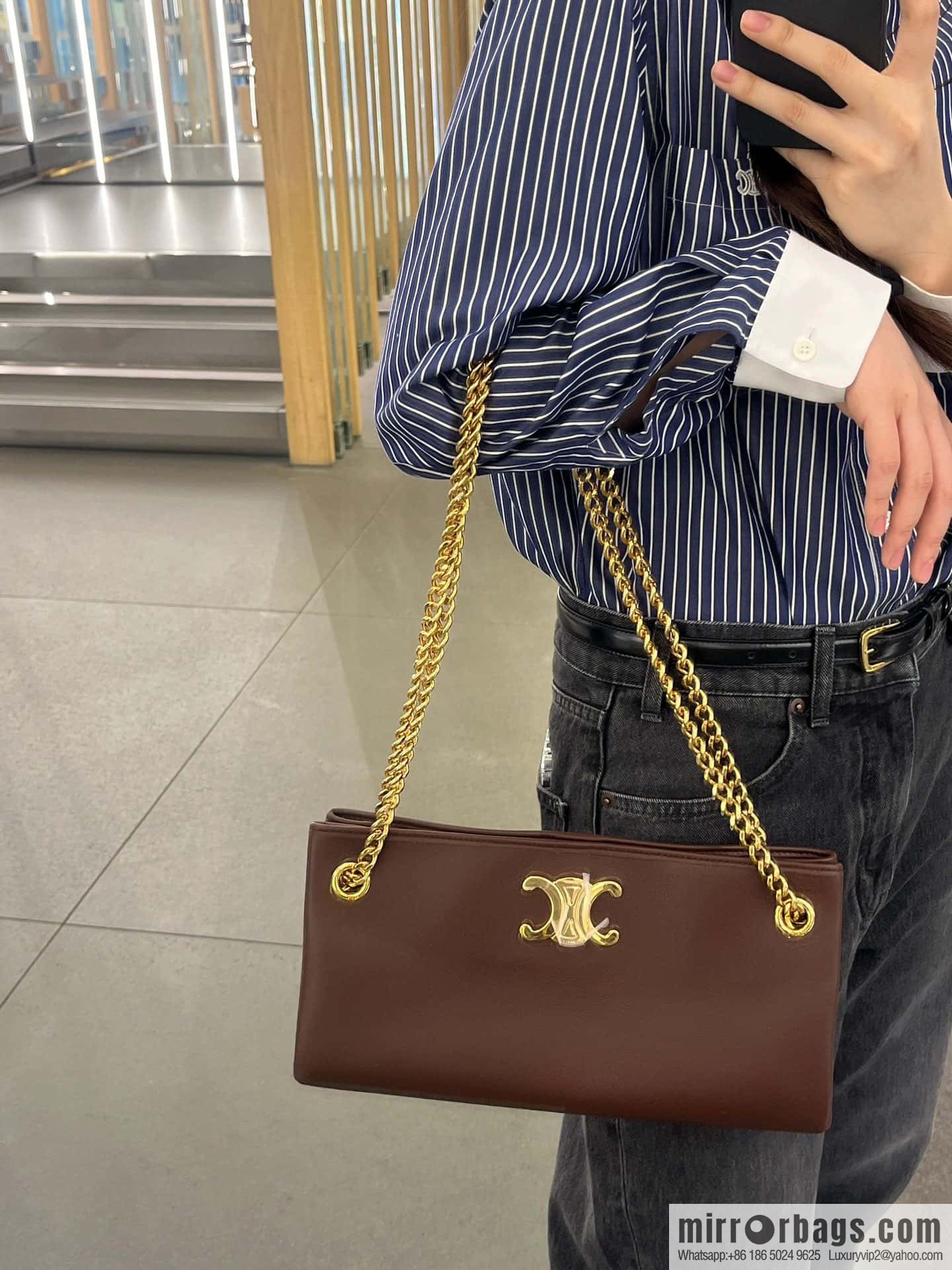 [Premium quality, all steel hardware] CELIN_E23 | NEWSPAPER TRIOMPHE SOFT soft cow leather (fabric) chain bag number: 114253