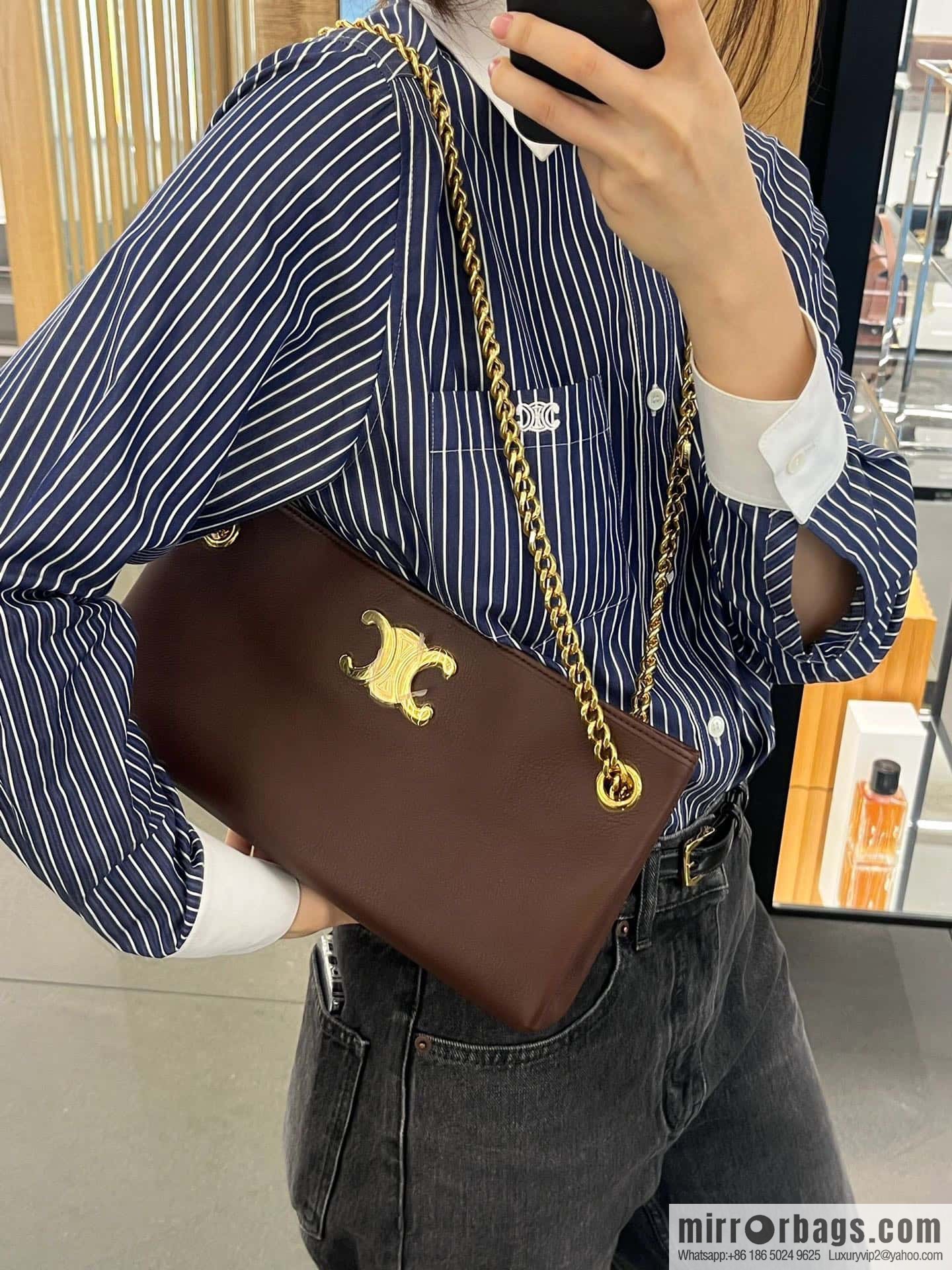 [Premium quality, all steel hardware] CELIN_E23 | NEWSPAPER TRIOMPHE SOFT soft cow leather (fabric) chain bag number: 114253